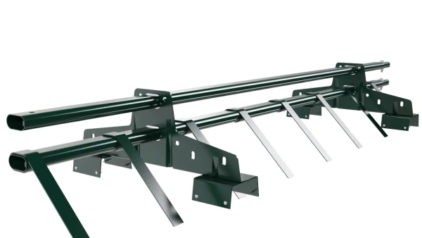 Снегозадержатель для профнастила Н-114 Borge L=1500 мм 2 опоры, 2 трубы, овал 25х45 RAL 6005