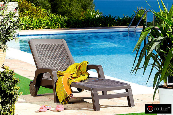 Шезлонг B:Rattan Miami складной, цвет: коричневый