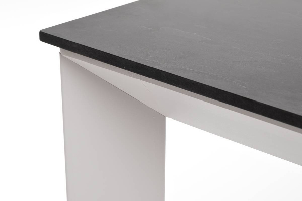 Стол обеденный из HPL 90х90 см, Венето, цвет: серый гранит, каркас белый