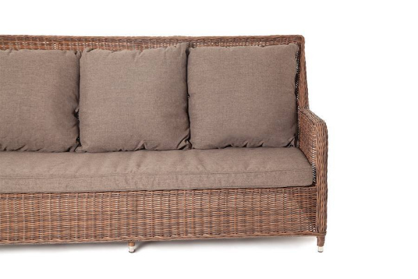Диван 3-местный из искусственного ротанга, Гляссе коричневый