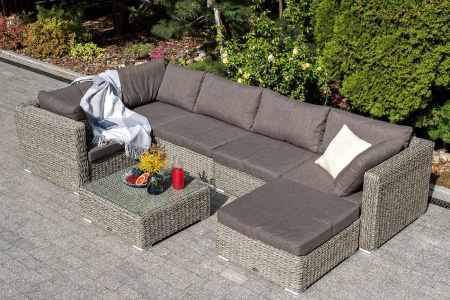 Оттоманка плетеная из искуственного ротанга /гиацинт/ с подушкой, Лунго цвет: серый