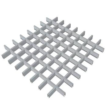 Потолок Грильято, решетка 75х75 мм, h = 40 мм, 0.32 мм, серебристый