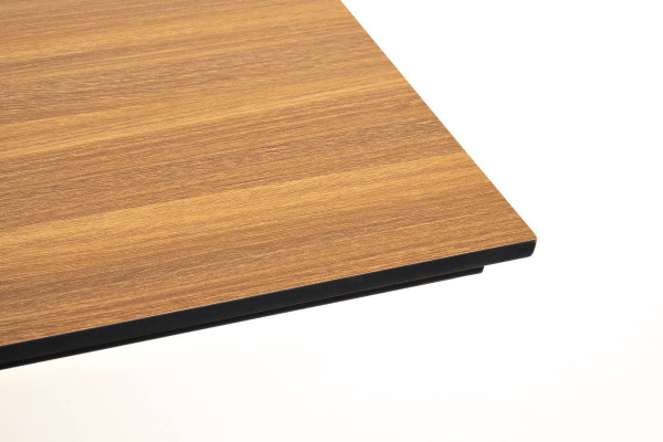 Стол из HPL 140х70 см, Каффе, цвет: дуб, подстолье двойное черное