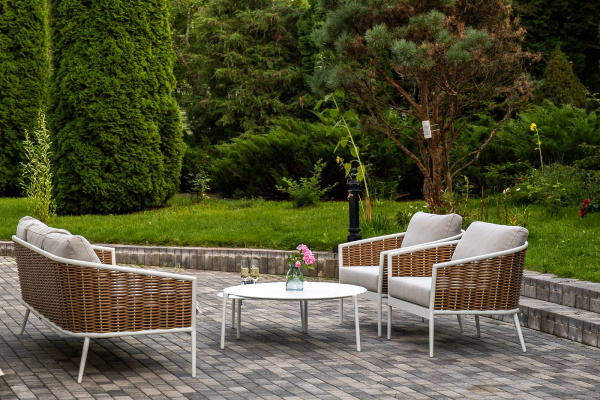 Столик журнальный круглый, Тоскана, Ø 103 см, H 28,5 см, цвет: белый