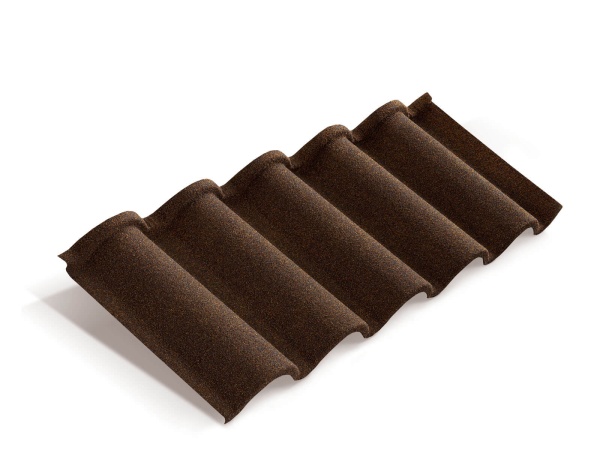 Композитная черепица Metrotile Romana, 1165 х 400 мм цвет: айрон-барк