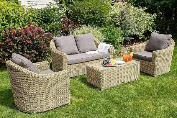 Стол журнальный из искусственного ротанга, Кон Панна цвет: соломенный