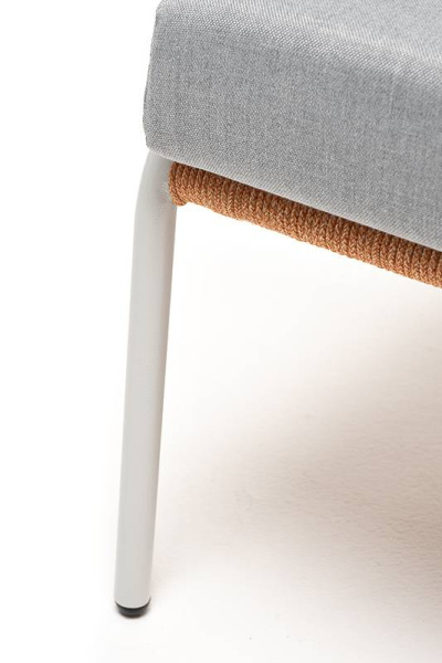 Кресло из роупа, Милан, карк.алюминий светло-серый муар, роуп оранж меланж круг, ткань светло-серая