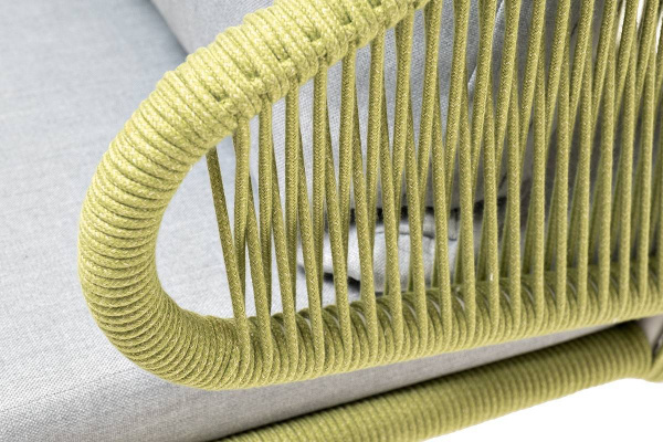 Кресло из роупа, Милан, карк.алюминий светло-серый муар,роуп салатовый меланж круг,ткань светло-сера