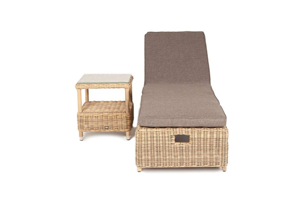 Комплект шезлонг со столиком из искусственного ротанга, Рим соломенный