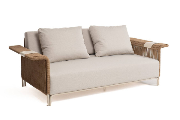 Диван 2-местный из искусственного ротанга, Мальдивы, цвет соломенный