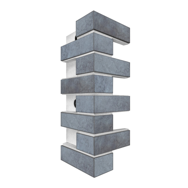 Термопанель угловая Европа с плиткой Keramin, 250х250х600 мм, 100 мм ППС, гладкий, цвет: Орегон 2