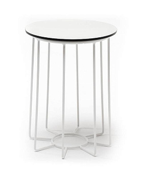 Стол журнальный из HPL, Эквадор, Ø 40 см, H 55 см, каркас алюминий белый, цвет столешницы: молочный