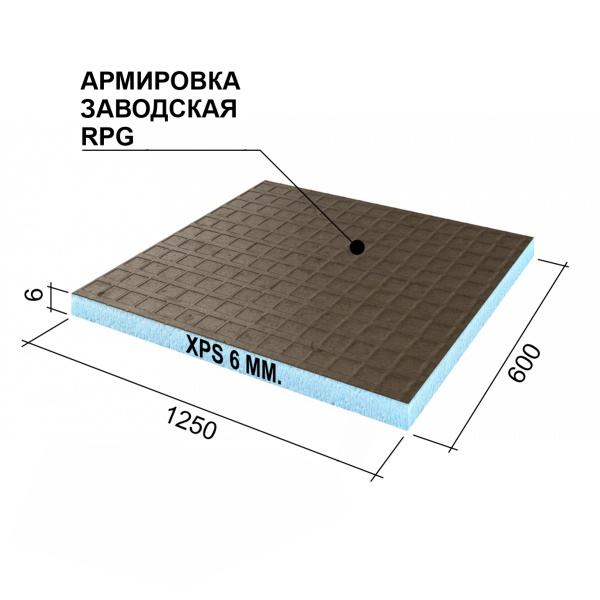 Ruspanel RPG Basic 6 мм, 600х1250 мм с 1- сторонним армированием