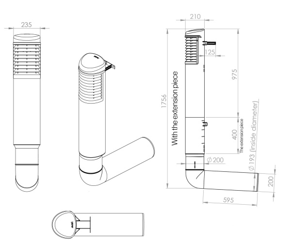 Цокольный дефлектор Vilpe ROSS - 200/210 серый
