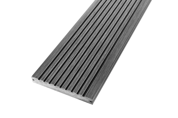 Террасная доска UnoDeck Solid полнотелая 150 мм, L= 4000 мм вельвет и тиснение, цвет: графит