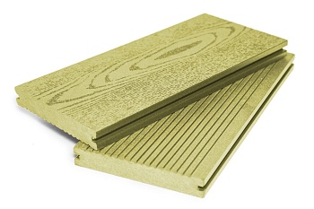 Террасная доска Grand Line Массив 140 мм, L= 3000 мм вельвет и тиснение, цвет: золотой