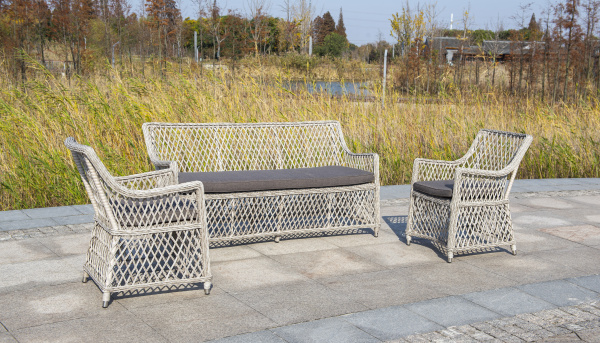 Кресло плетеное из искусственного ротанга, Латте бежевый