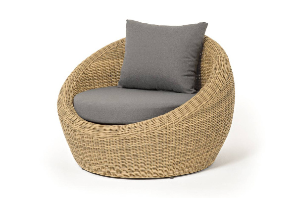 Кресло плетеное из искусственного ротанга, Барселона цвет: соломенный