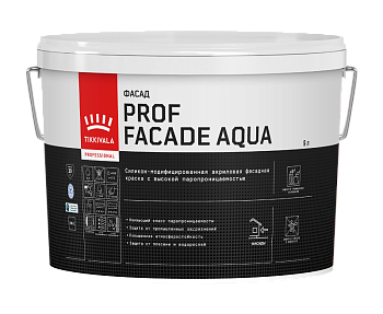 Краска фасадная Tikkivala Prof Facade Aqua, база MRA,  уп 9 л цвет: белый