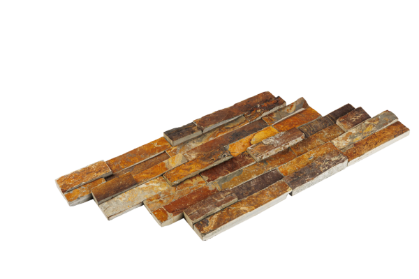 Сланец, 3D панель из камня, 600х150 мм, Rockface Rusty slate