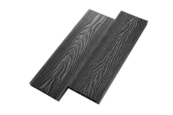 Террасная доска UnoDeck Vintage 150 мм, L= 4000 мм тиснение дерево, цвет: графит