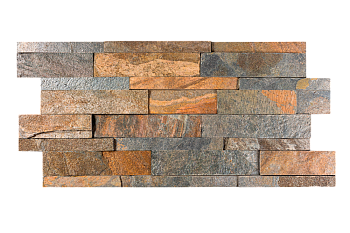 Кварцит, 3D панель из камня, 600х150 мм, Natural Zeera Green