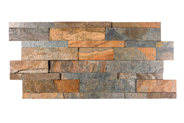 Кварцит, 3D панель из камня, 600х150 мм, Natural Zeera Green