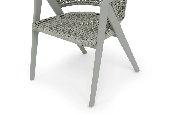Стул из роупа, Амстердам, каркас алюминий, роуп серый круглый, ткань бежевая