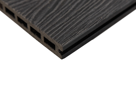 Доска-ступень стартовая ДПК Grand Line, 160х22 мм, L=4000 мм, 3D Wood, Тиснение дерево, графит