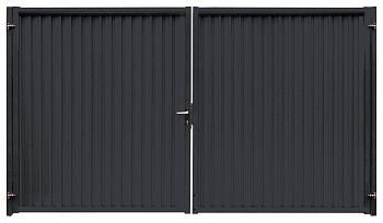 Ворота распашные, Estet, 2.0 x 3.6 м, RAL 7024