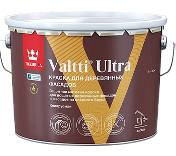Краска для деревянных фасадов Tikkivala Valtti Ultra, матовая, база С, уп 9 л цвет: колеровка