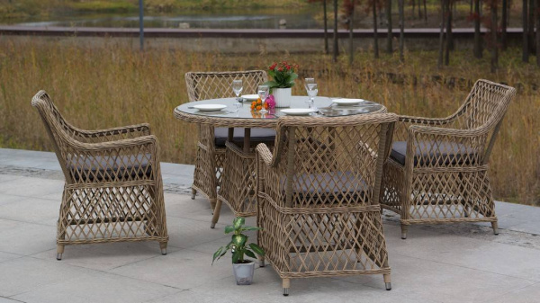 Стол плетеный круглый Эспрессо, Ø 118 см, высота 75 см цвет: соломенный