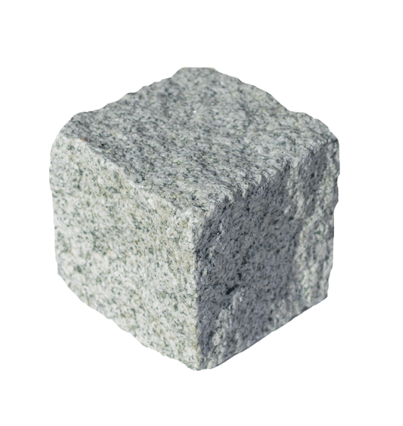 Гранитная брусчатка Мансуровская 100 мм 100х100, колотая, цвет: светло-серый