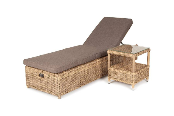 Комплект шезлонг со столиком из искусственного ротанга, Рим соломенный