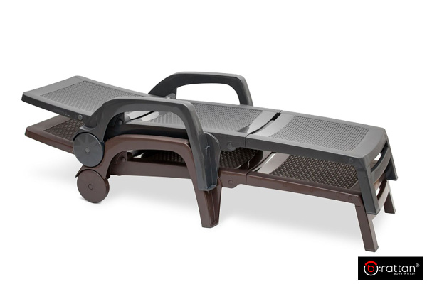 Шезлонг B:Rattan Miami складной, цвет: коричневый