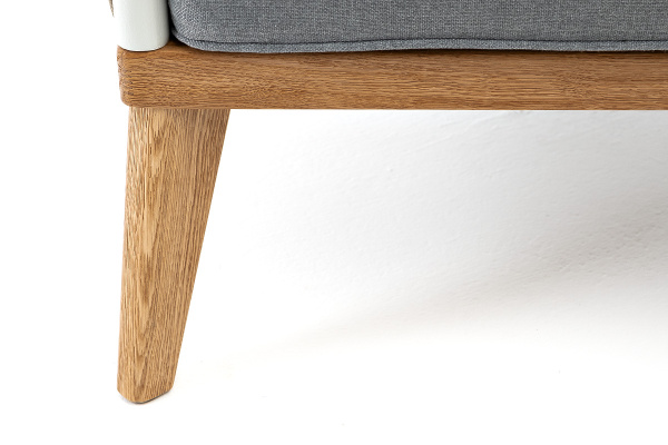 Кресло из роупа, Касабланка, основа дуб,карк алюм светло-серый муар,роуп серо-корич. 23мм,ткань сера