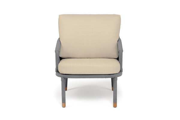 Кресло из роупа, Верона, каркас алюминий светло-серый муар,роуп светло-серый круг,ткань Mossle беж