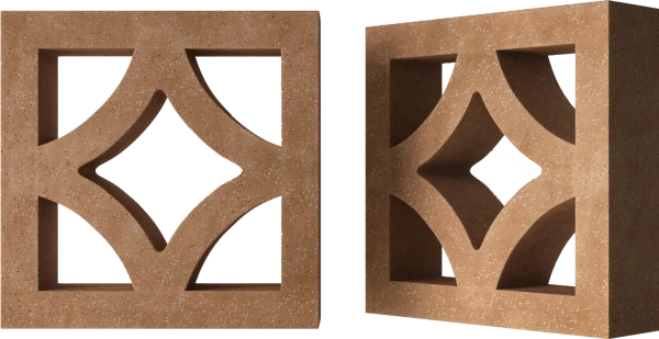 Декоративный бриз-блок Mesterra Cobogo, 250х250 мм 50 мм, 0301, терракотовый