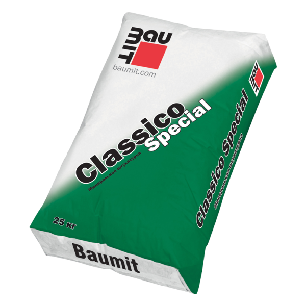 Штукатурка декоративная минеральная, Baumit Classico Special, уп. 25 кг короед, 2 мм, белый