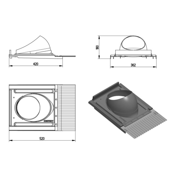 Основание для вент.трубы Krovent Krovent General-Purpose для керамической черепицы 125/150 мм красный