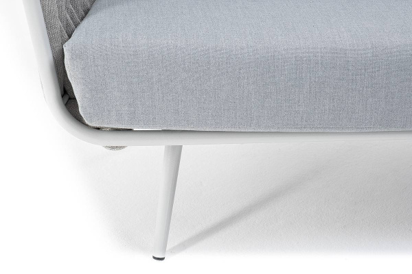 Диван 2-местный из роупа, Монако, карк алюм светло-серый муар,роуп светло-серый 40мм, ткань св.серая