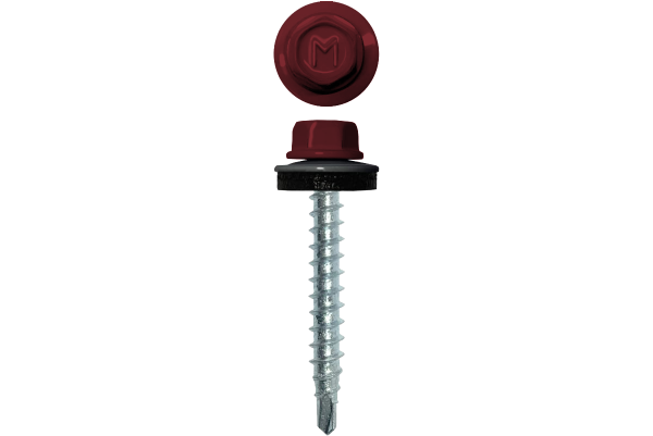 Саморез кровельный Daxmer 4.8х35 мм, сверло №1, RAL 3005, уп.250 шт.