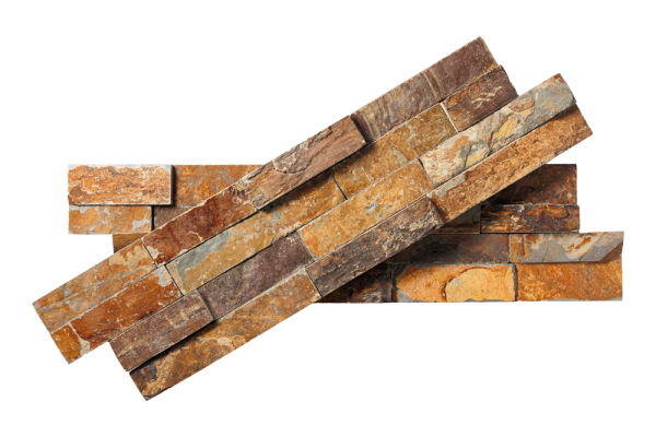 Сланец, 3D панель из камня, 600х150 мм, Rockface Rusty slate