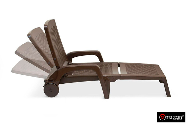 Шезлонг B:Rattan Miami складной, цвет: коричневый