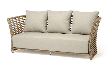Диван 3-местный из искусственного ротанга, Валенсия цвет: соломенный