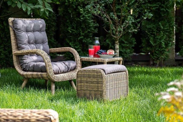 Пуф плетеный из искуственного ротанга, Толедо цвет: соломенный