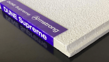 Плита потолочная Armstrong, твердое мин. волокно, 15 мм, 600х600 мм Dune Supreme / tegular, кальцидная крошка, мироперфор., цвет: белый