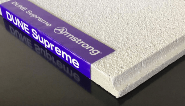 Плита потолочная Armstrong, твердое мин. волокно, 15 мм, 1200х600 мм Dune Supreme / tegular, кальцидная крошка, мироперфор., цвет: белый