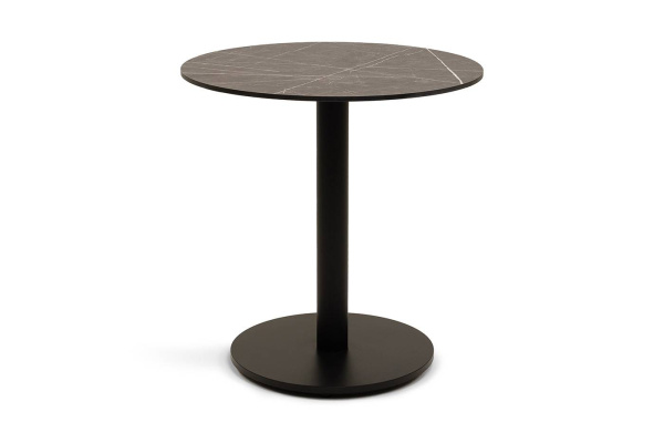 Стол из HPL круглый Ø 70 см, Каффе, подстолье чугун цвет: серый мрамор