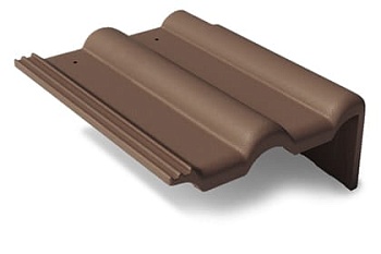 Боковая правая черепица Braas Франкфуртская 420х330 мм цвет: темно-коричневый